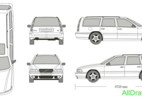 Volvo V70 (2000) (Вольво В70 (2000)) - чертежи (рисунки) автомобиля